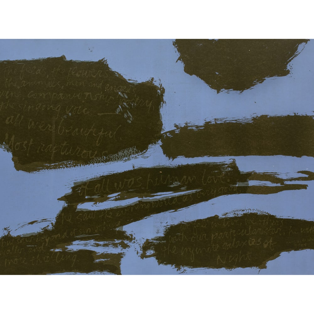 Print, Sister Corita Kent: Sister Corita Kent (American, 1918-1986), "Realer and More Thrilling #1," 1963, serigraph, pencil signed lower right, image: 22"h x 29"w, overall (with frame): 31.5"h x 37.5"w