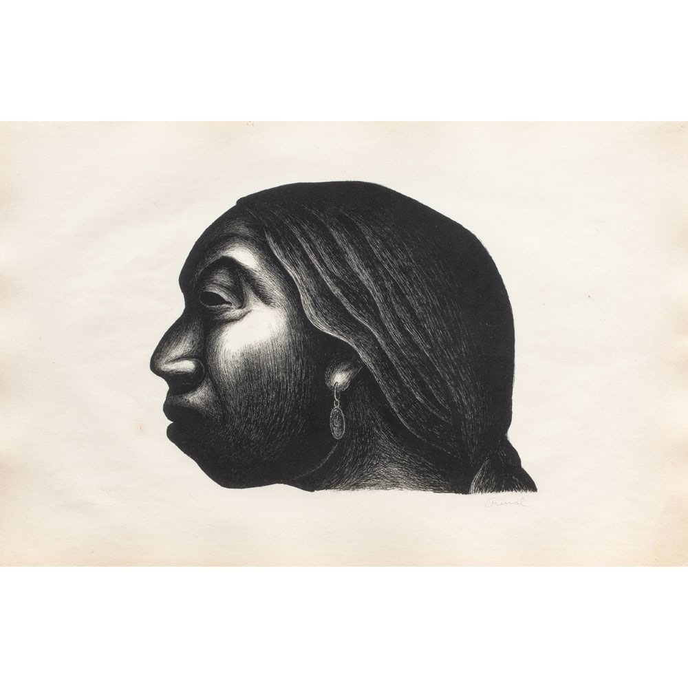 Print, Luis Arenal Bastar: Luis Arenal Bastar (Mexican, 1909-1985), "Mujer de Taxco," lithograph, pencil signed lower right, sheet: 12.5"h x 19.5"w, overall (with frame): 17.5"h x 24.25"w