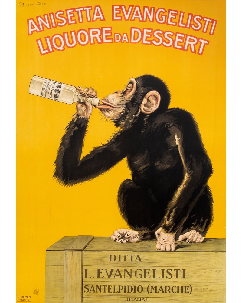 Print, Conte Carlo Biscaretti di Ruffia: Conte Carlo Biscaretti di Ruffia (Italian, 1879-1959), "Anisetta Evangelisti," lithograph, sight: 54.5"h x 39"w, overall (with frame): 58"h x 42"w