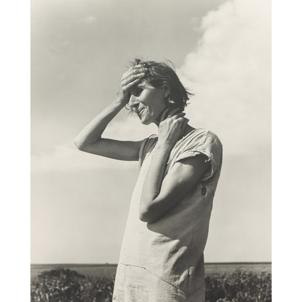 Photograph, Dorothea Lange: Dorothea Lange (American, 1895-1965), Woman of the High Plains, Texas Panhandle, gelatin silver print, unsigned, sheet: 14"h x 11"w, overall (laid down to backing paper, unframed): 15"h x 11"w.