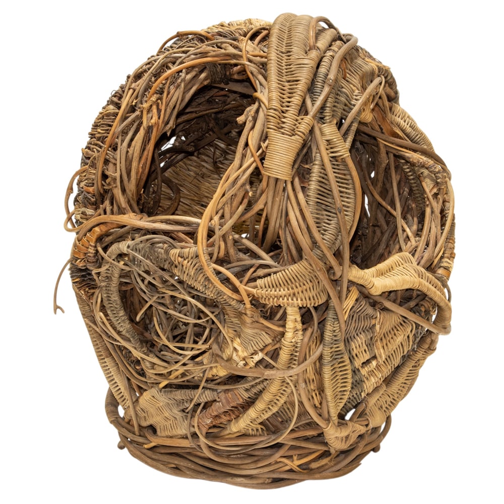 Sculpture, American School (20th century): American School (20th century), Untitled (Woven Form), natural elements sculpture, initaled "DWS" on the underside, overall: 15"h x 12"w x 10"d