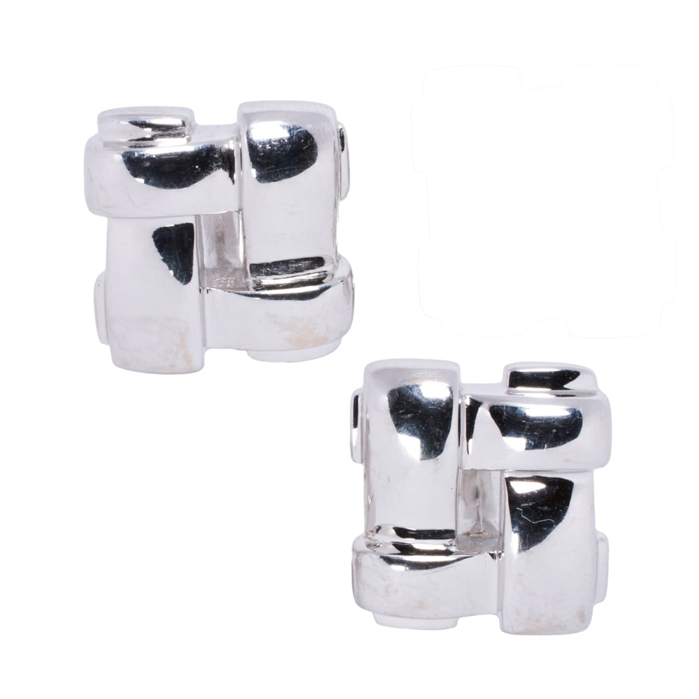 A pair of Tiffany & Co. 18k white gold cufflinks: A pair of Tiffany & Co. 18k white gold cufflinks Of woven design; length: 1 in; 16.25 grams