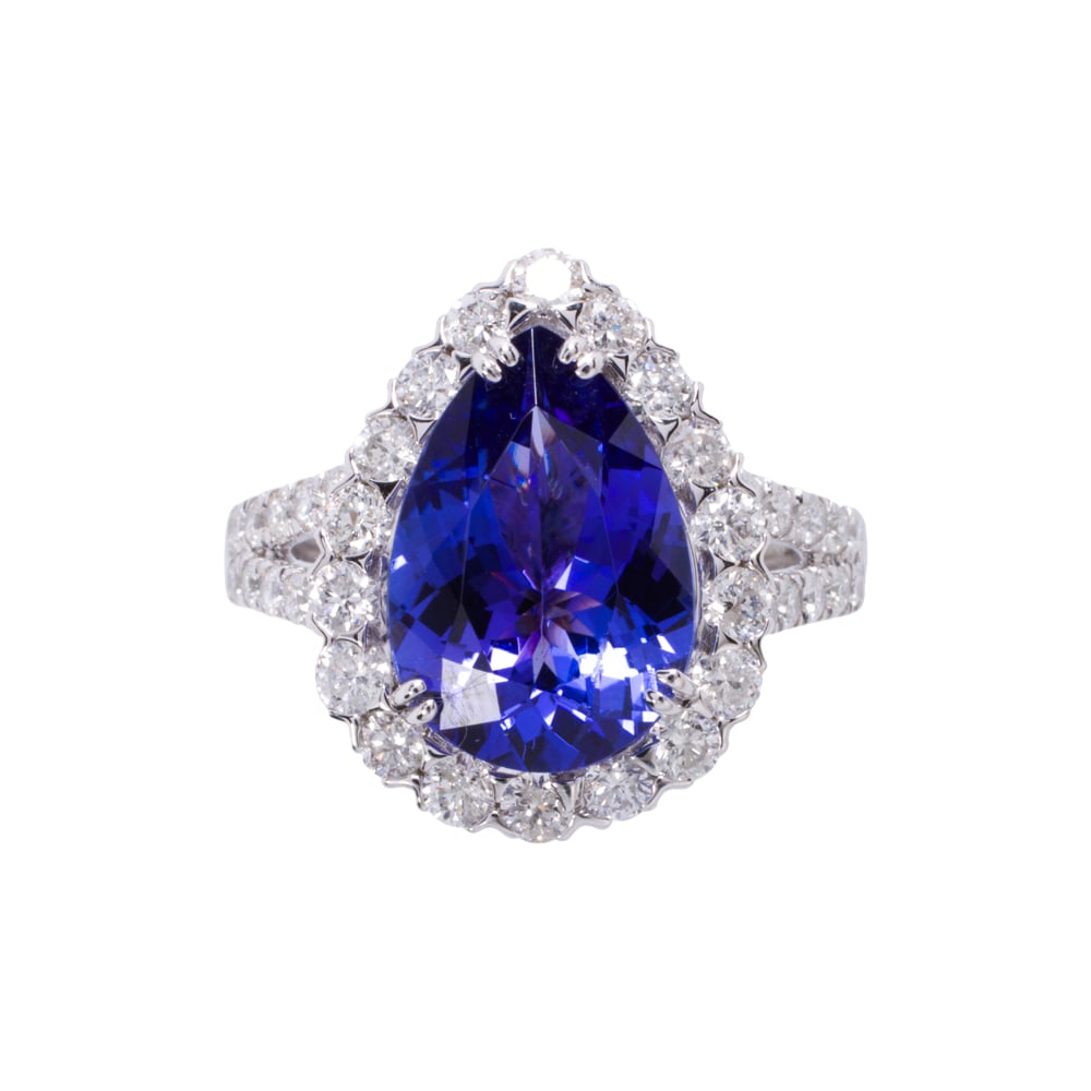 A tanzanite, diamond, and 14k white gold ring (1 of 2)