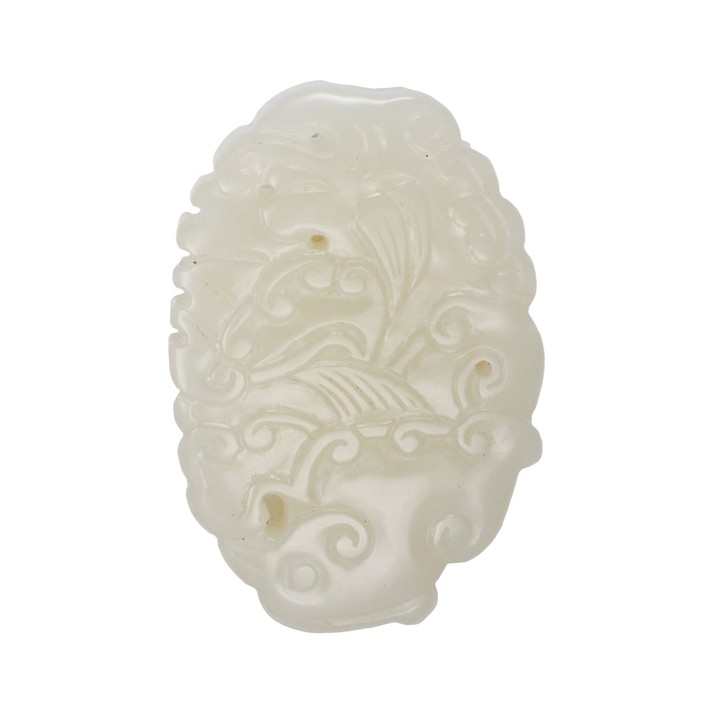 A Chinese white jade pendant: A Chinese white jade pendant. 1.75" across.