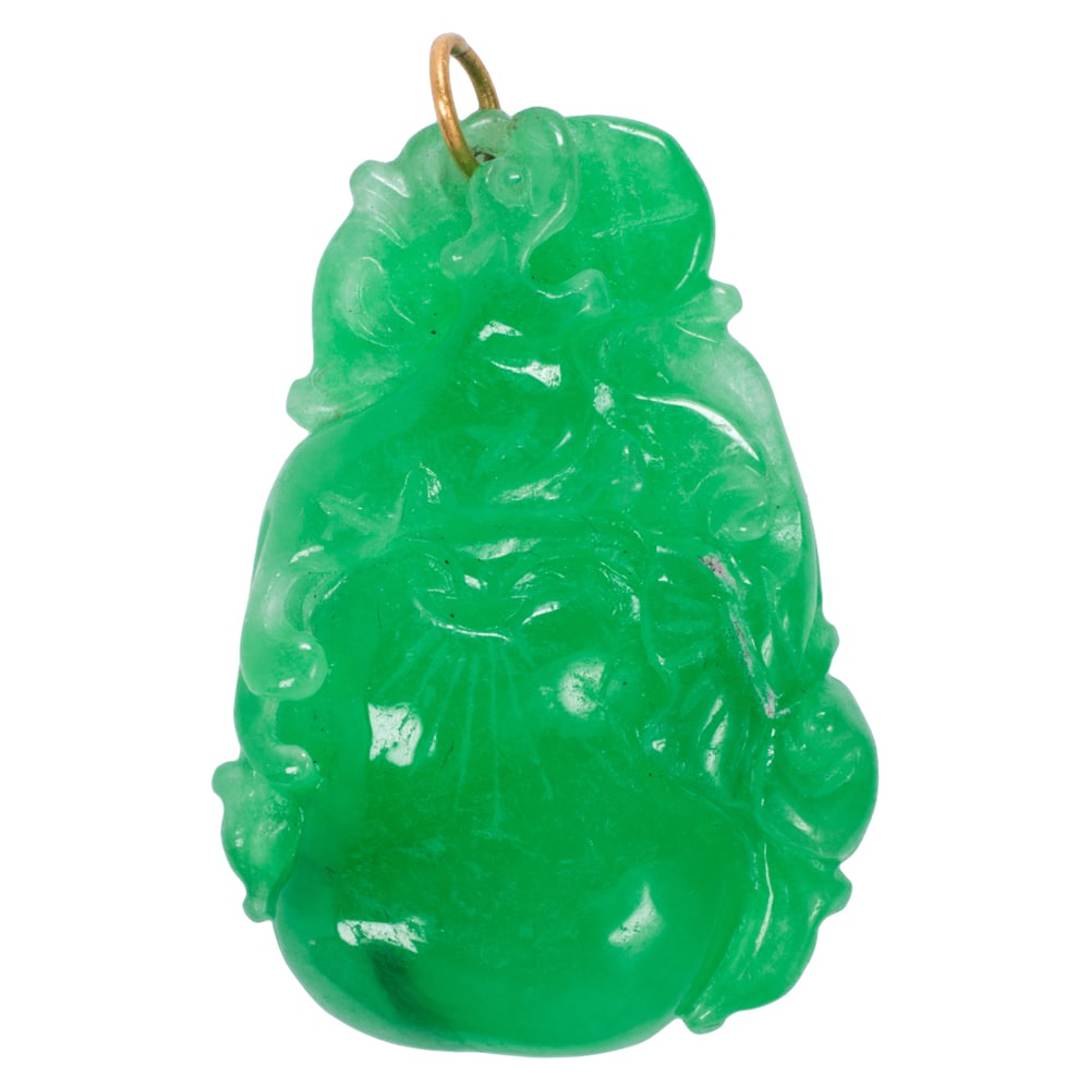A Chinese green jadeite pendant