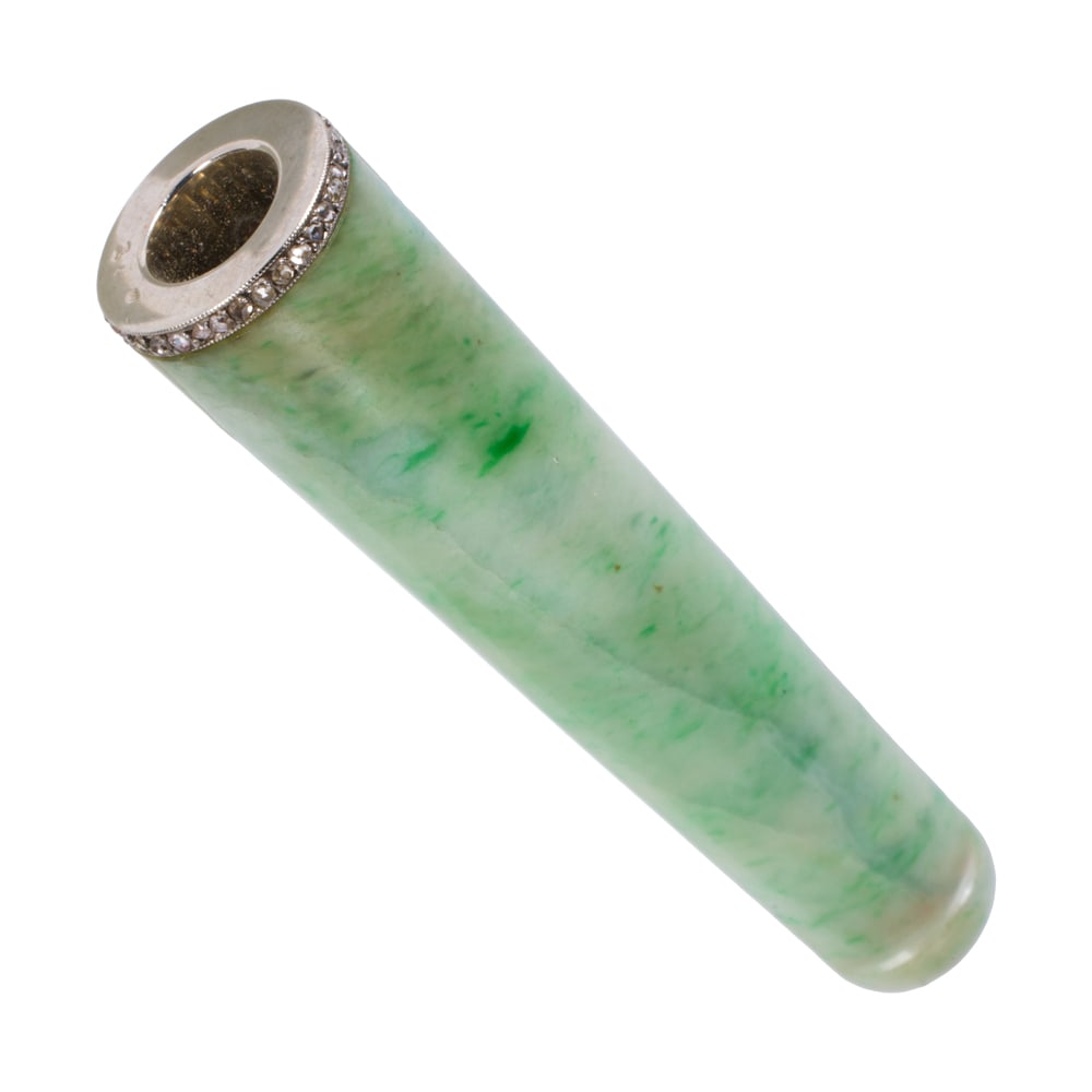 A Chinese green jadeite cigarette holder (1 of 2)