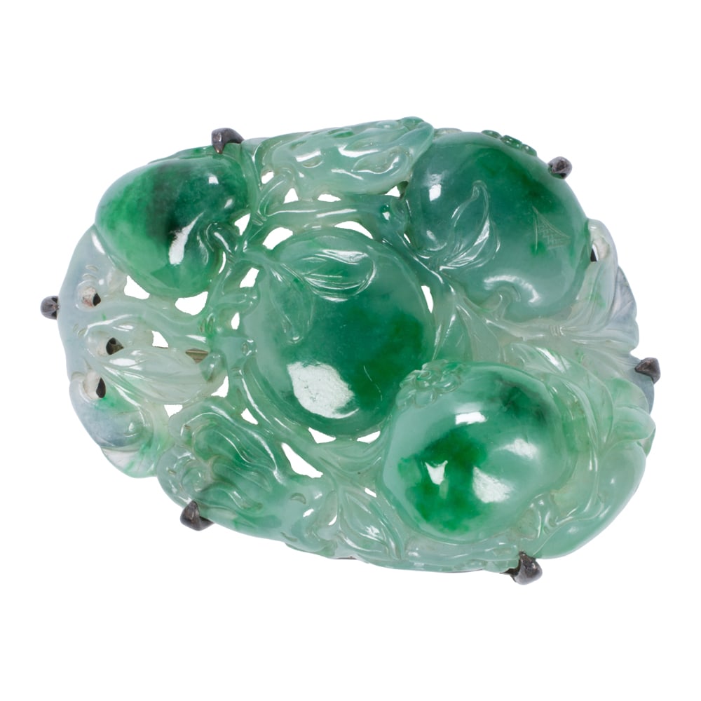 A Chinese green jadeite 'three abundance" pendant (1 of 1)