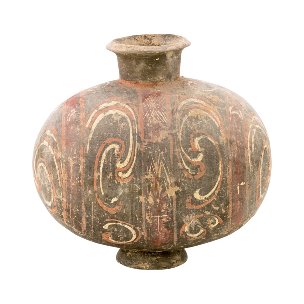 A Chinese polychrome pottery 'cocoon' jar (1 of 3)