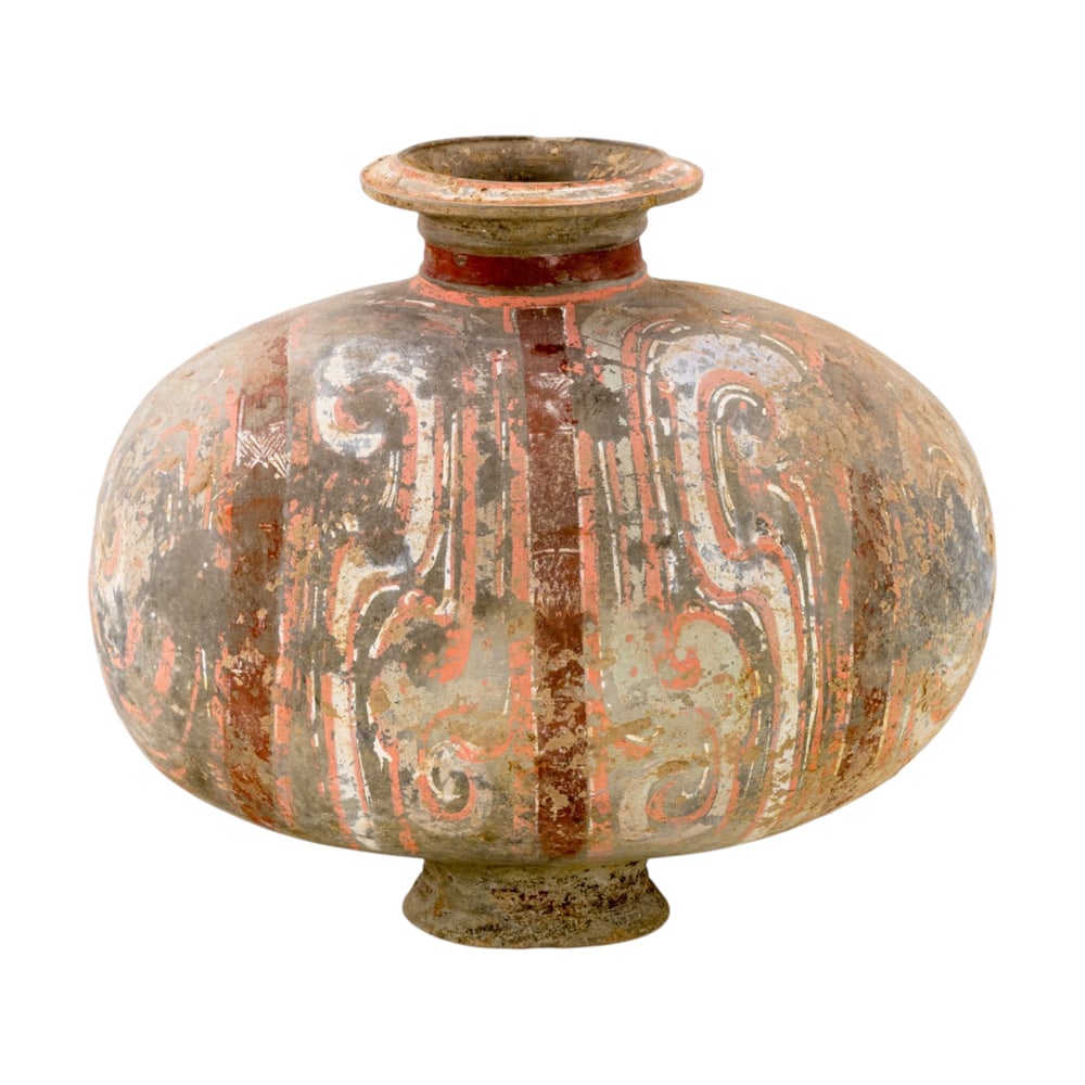 A Chinese polychrome pottery 'cocoon' jar (1 of 3)