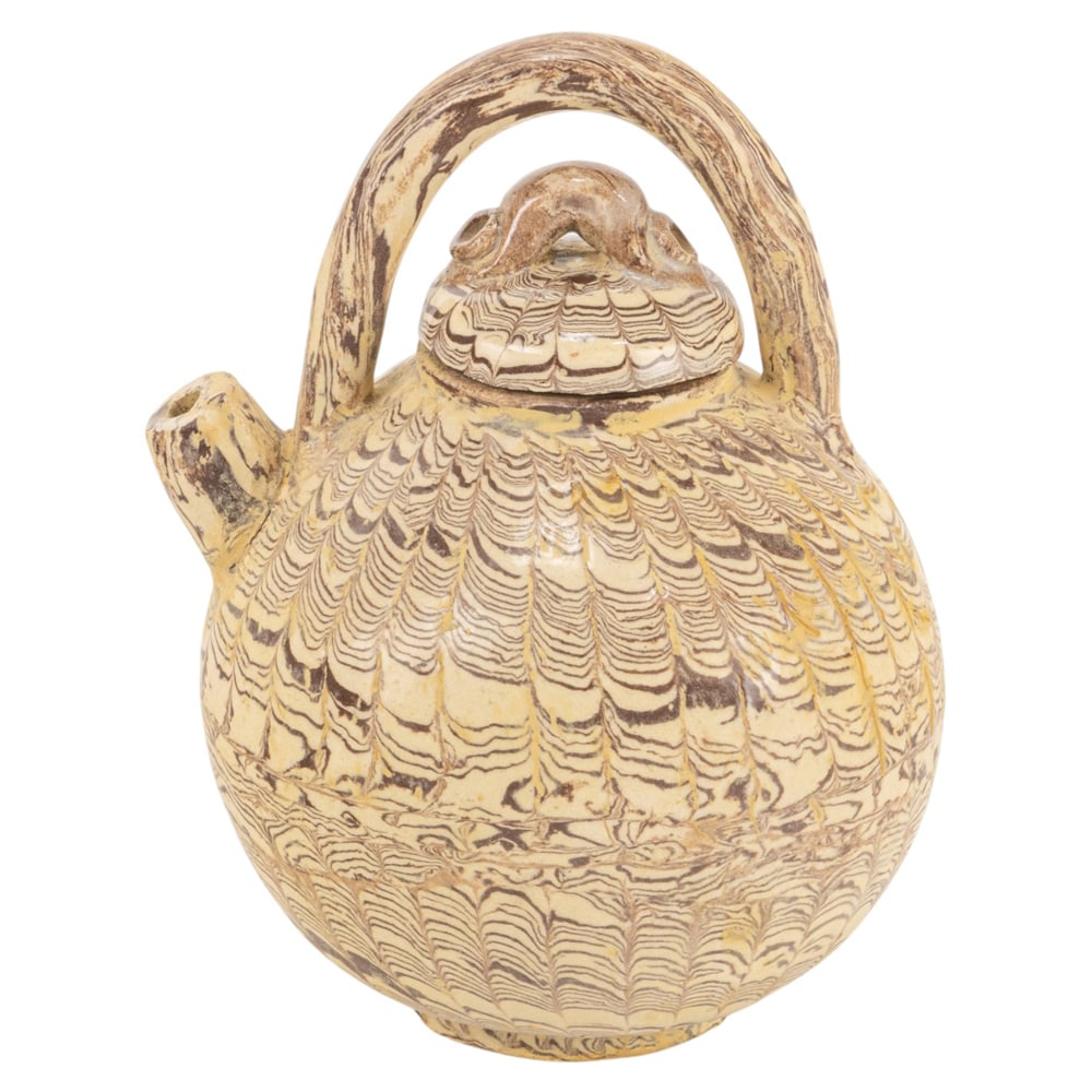 A Chinese faux marble glazed stoneware ewer (1 of 3)
