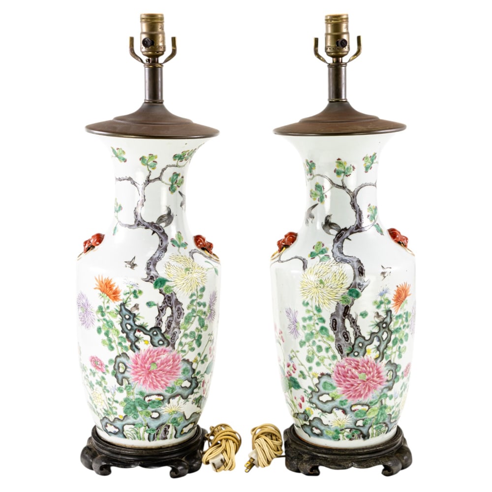 (lot of 2) Chinese famille rose vases as lamps (1 of 4)