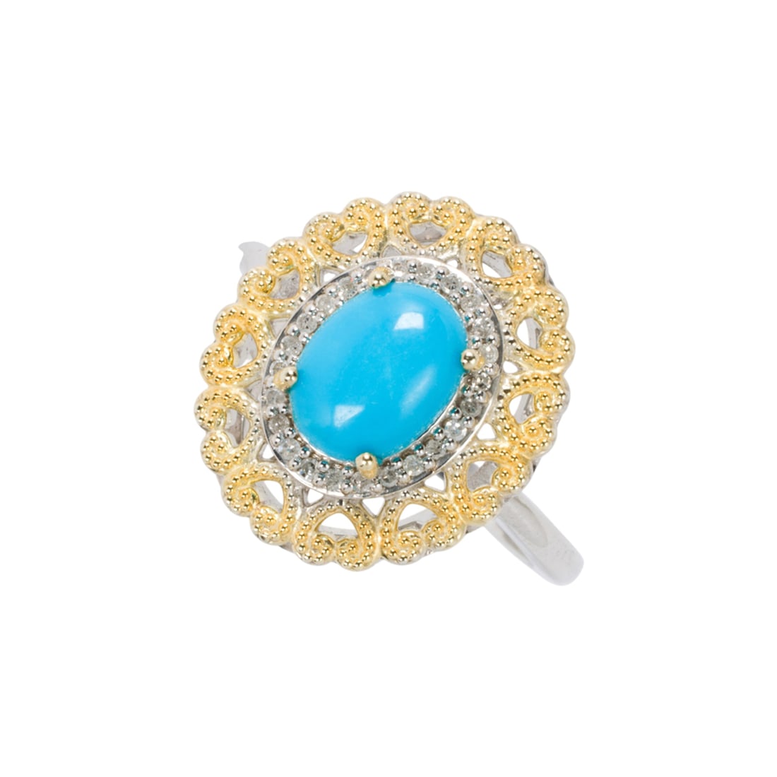 A turquoise, diamond and silver ring (1 of 1)