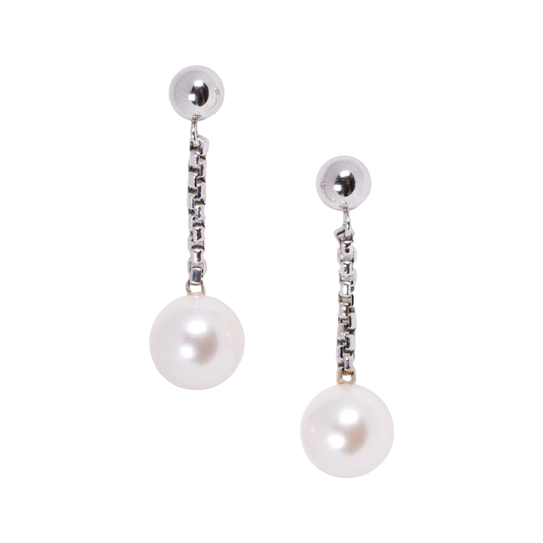 A pair of cultured pearl and 14k white gold earrings (1 of 1)