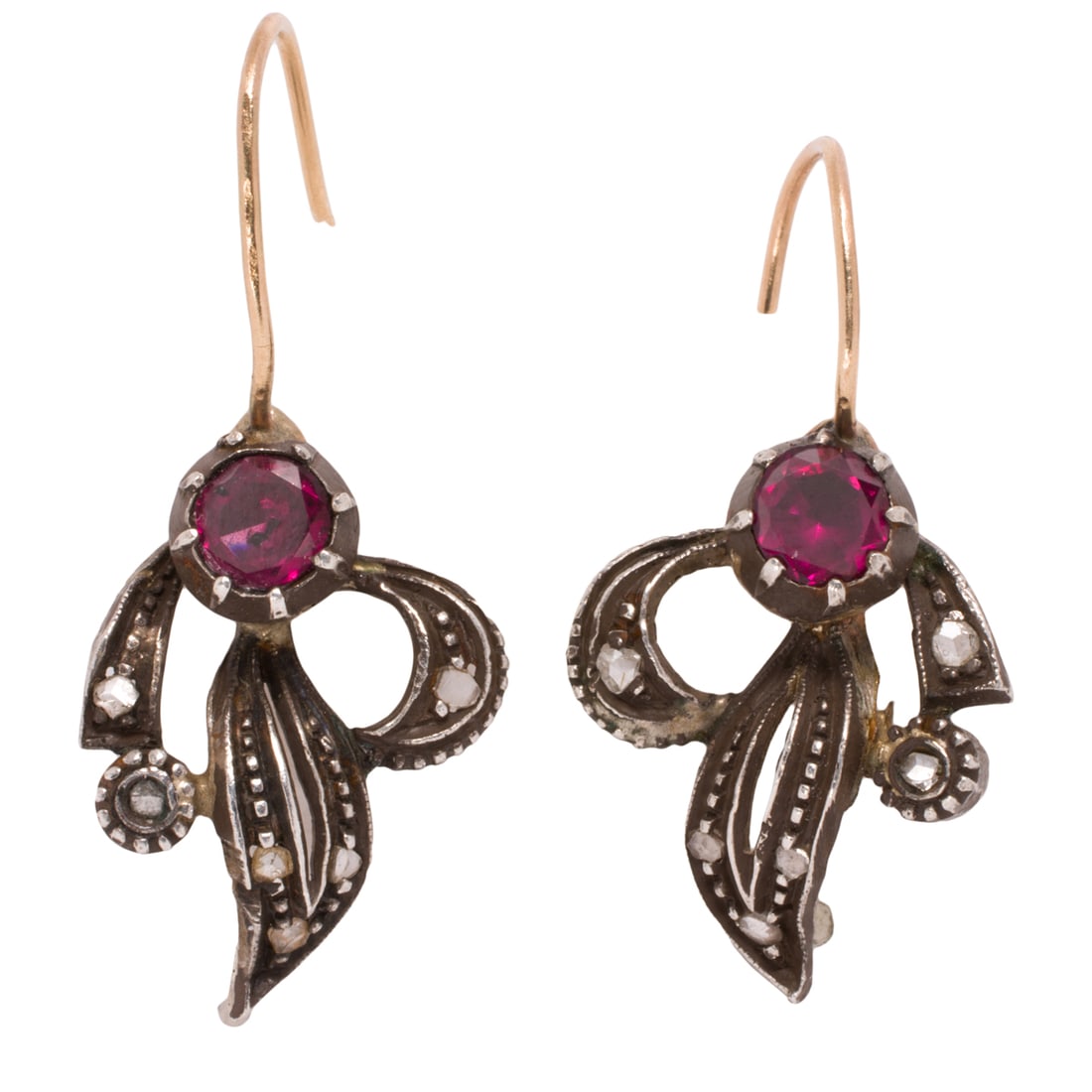 A pair of antique style silver-topped 10k gold earrings (1 of 1)