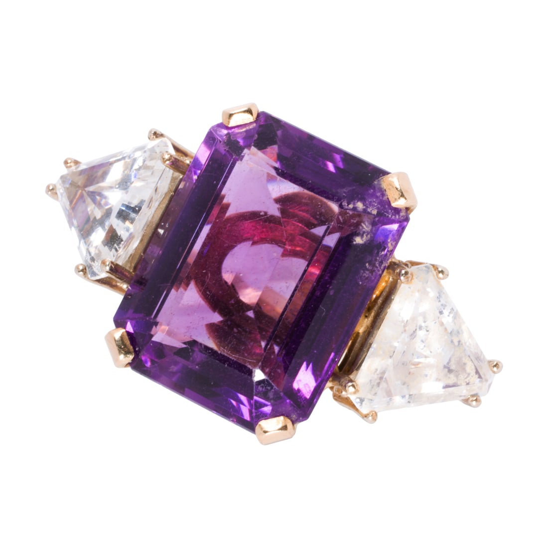 An amethyst, cubic zirconia, and 14k gold ring (1 of 1)