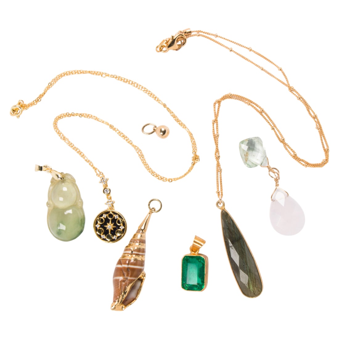 A group of gold tone pendants and necklaces (1 of 1)