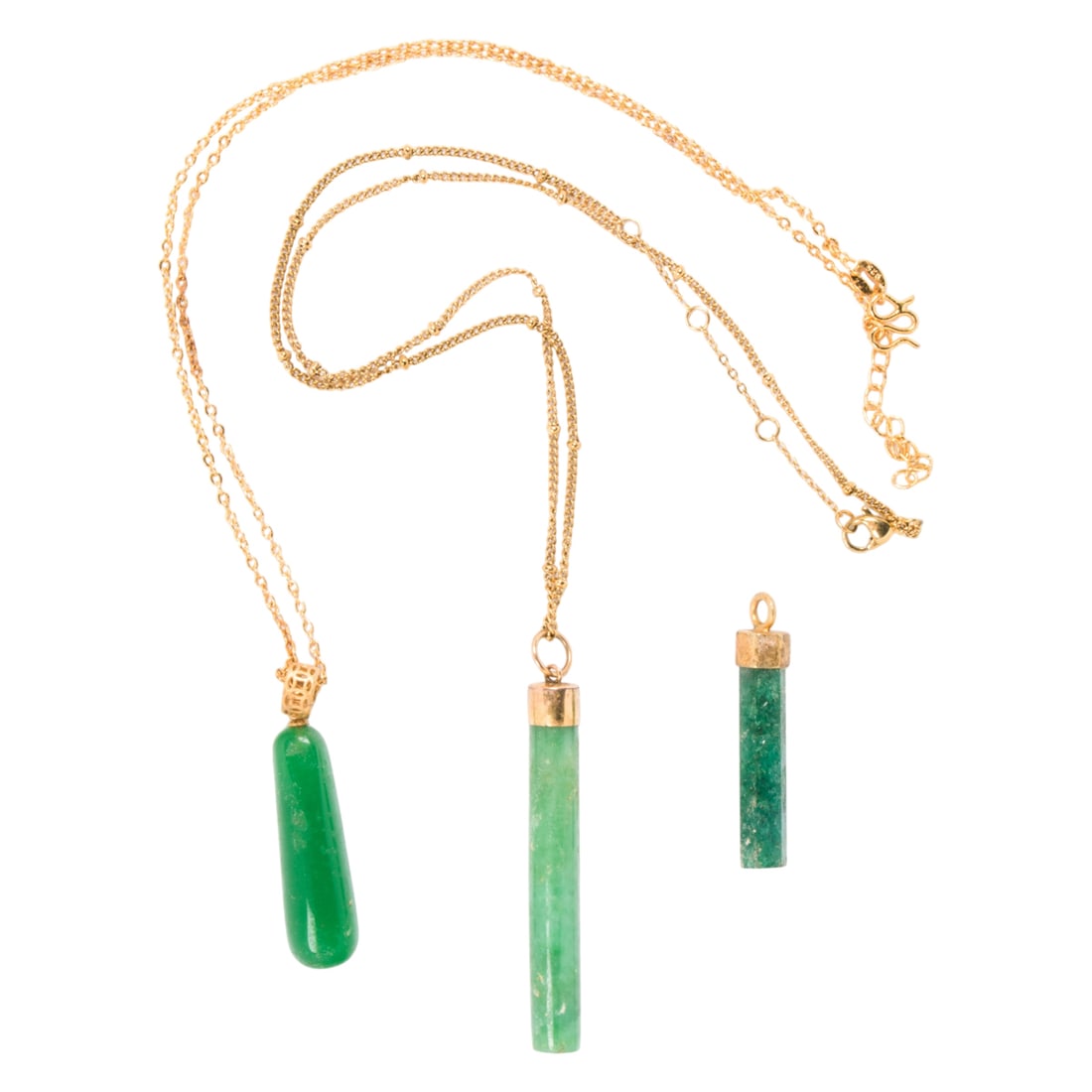 Three hardstone and gold-tone necklaces and pendant (1 of 1)