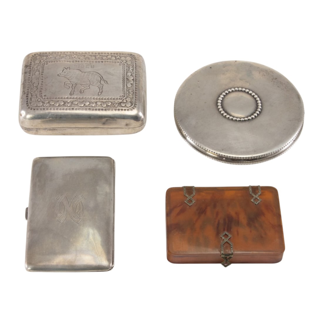 A group of three boxes and mirrored compact (1 of 1)