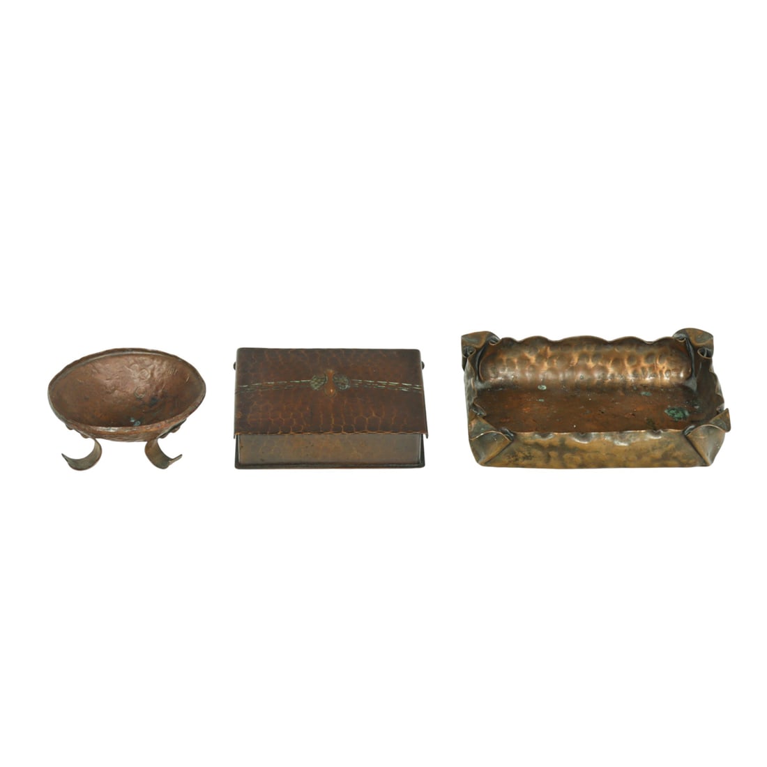 Three Arts & Crafts hammered coffer table articles (1 of 1)