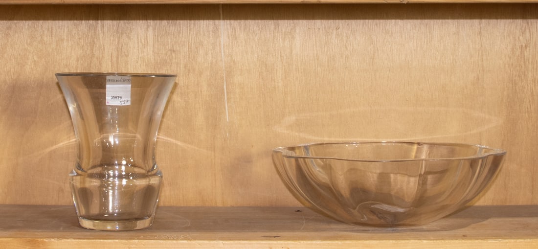A Baccarat glass vase in the Chardon pattern and Scandinavian glass bowl: A Baccarat glass vase in the Chardon pattern and Scandinavian glass bowl, vase 7"h, bowl 10.5"dia. Property of a private collection, Presidio Heights, San Francisco