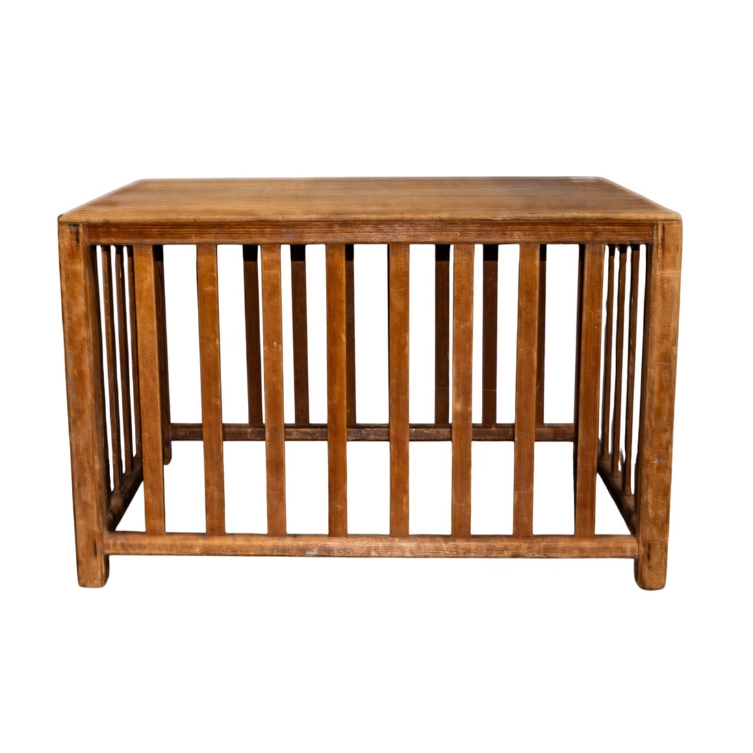 A primitive slatted wood table: A primitive slatted wood table, 22.5"h x 35"w x 25"d
