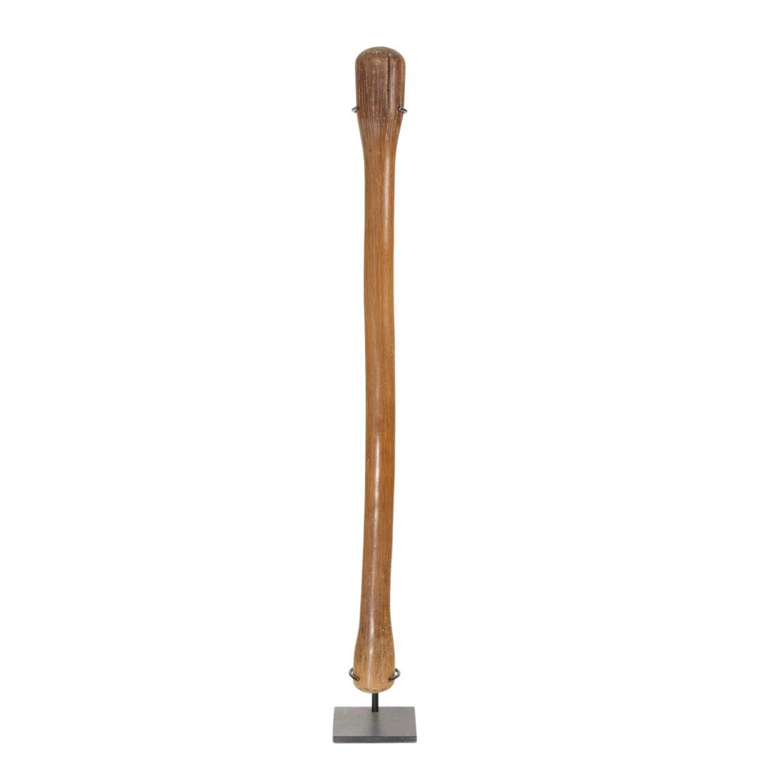 Two tribal clubs: Two tribal clubs, between 42.5"h and 36.5"h