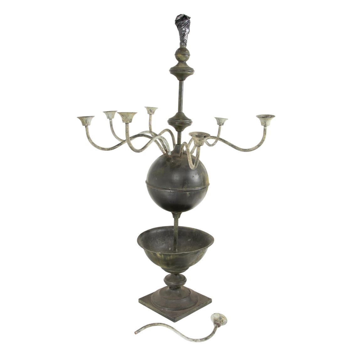A Woestijroos style zinc garden candelabra