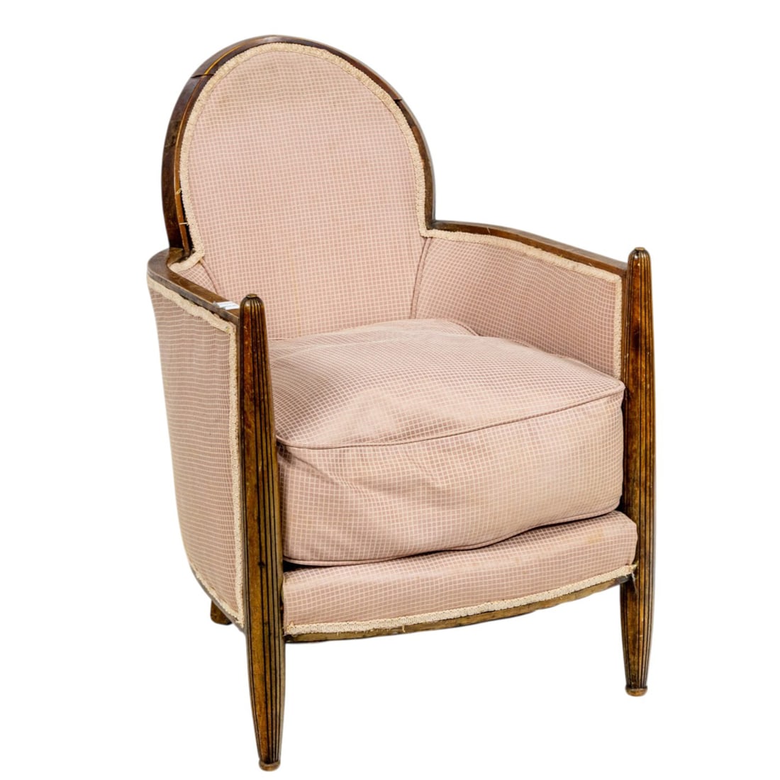 An Art Deco pink upholstered armchair