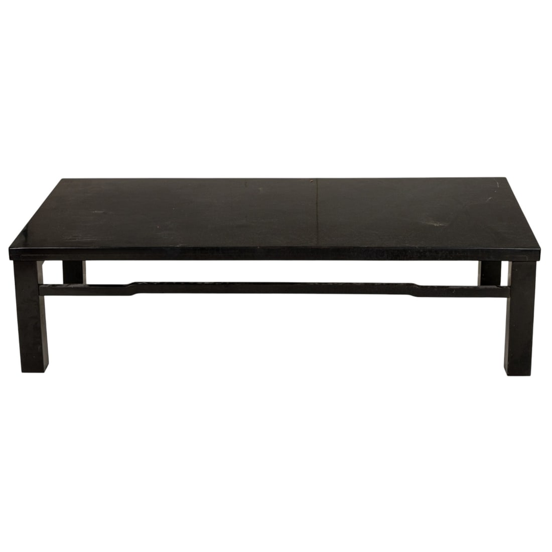 A modern black lacquer coffee table in the Chinese taste: A modern black lacquer coffee table in the Chinese taste, 16"h x 60"w x 32"d