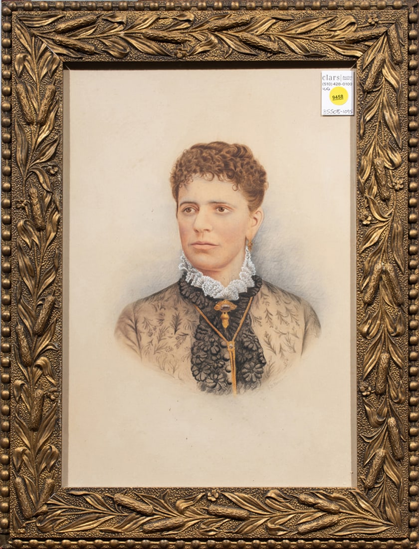 Work on paper, Sophia B. Harrison: Sophia B. Harrison (American, late 19th/early 20th century), Portrait of a Lady, mixed media, signed lower right, overall (with frame): 21.75"h x 16.5"w