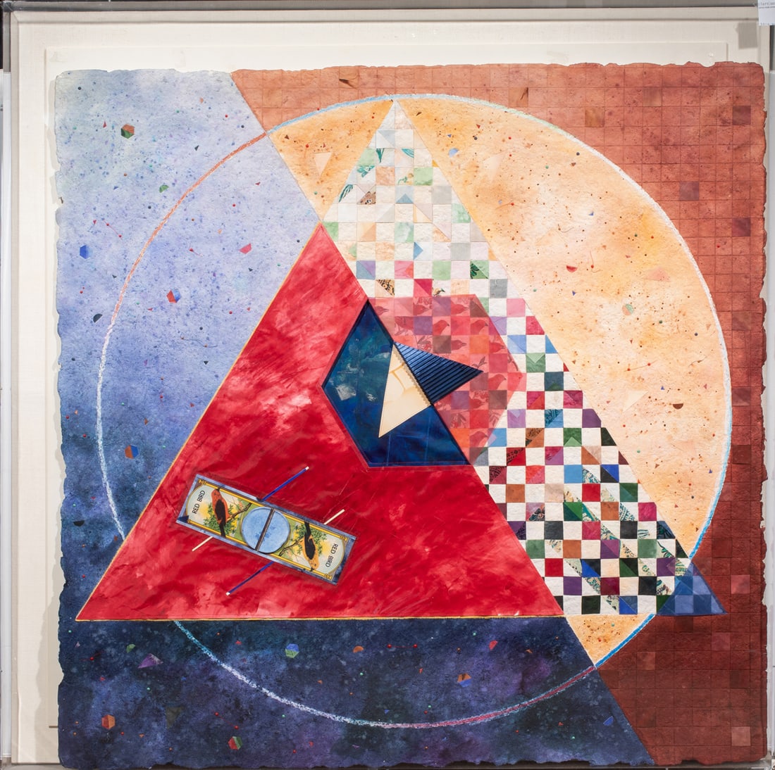 Mixed Media, Stephanie Kirschen Cole: Stephanie Kirschen Cole (American, 1945-2011), "RB Auriele," 1985, mixed media, overall (with frame): 52.5"h x 52.5"w