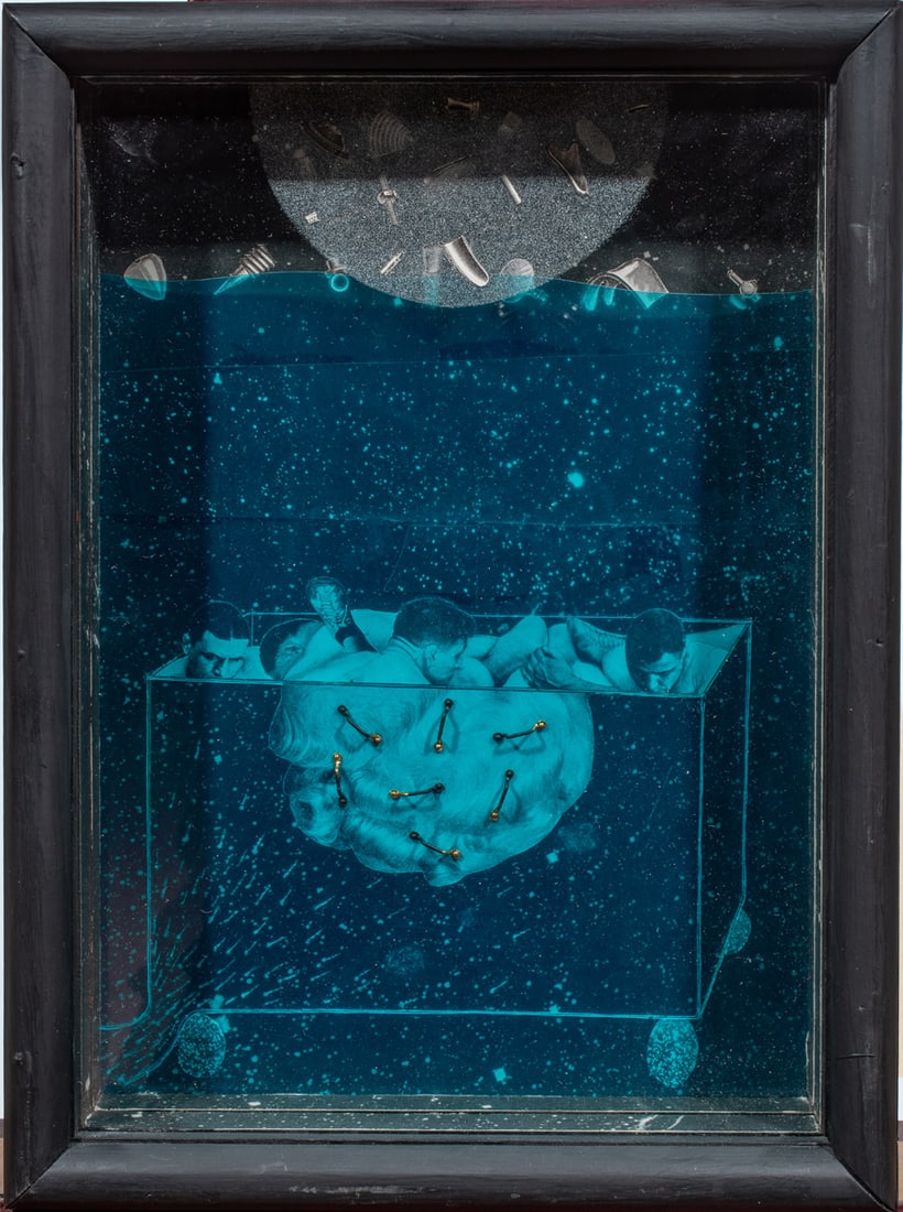 Mixed Media, American School (21st century): American School (21st century), "Box of Men," 2012, mixed media in shadowbox, signed indistinctly, titled, and dated verso, overall (with frame): 12.25"h x 9"w