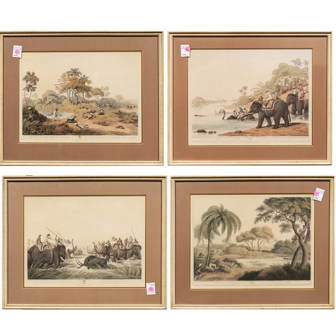 Prints, After Samuel Howitt: (lot of 4) After Samuel Howitt (British, 1765-1822), Images from "Oriental Field Sports, 1807," reproduction prints, overall (with frame, for each): 20"h x 24.5"w