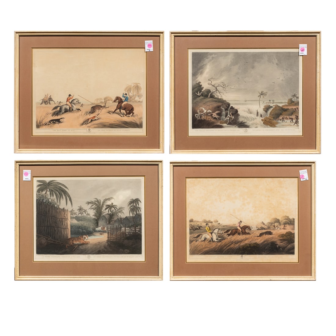 Prints, After Samuel Howitt: (lot of 4) After Samuel Howitt (British, 1765-1822), Images from "Oriental Field Sports, 1807," reproduction prints, overall (with frame, for each): 20"h x 24.5"w