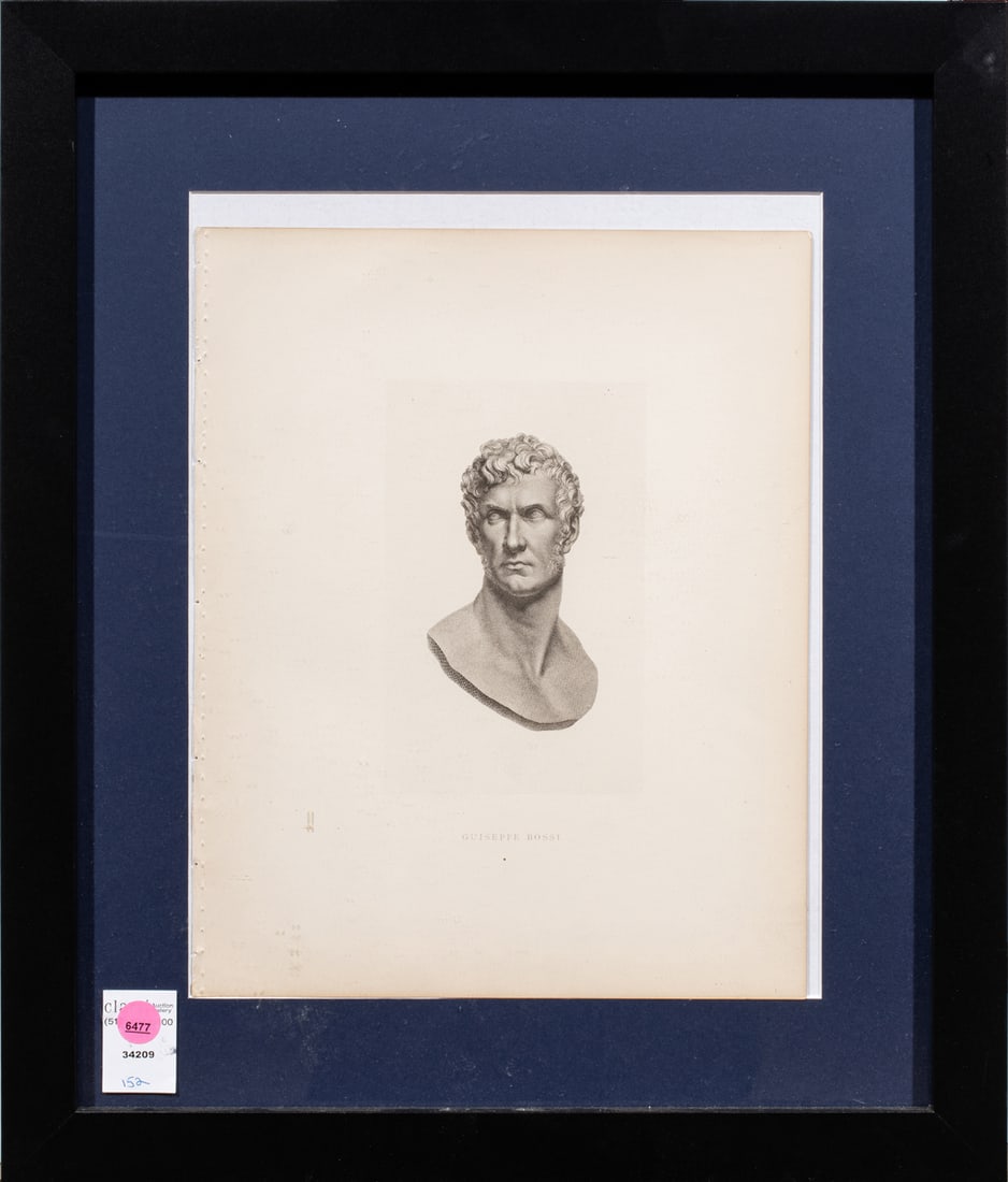 Print, Italian School (19th/20th century): Italian School (19th/20th century), Bust of Guiseppe Bossi by Antonio Canova, lithograph, overall (with frame): 20.25"h x 17.25"w