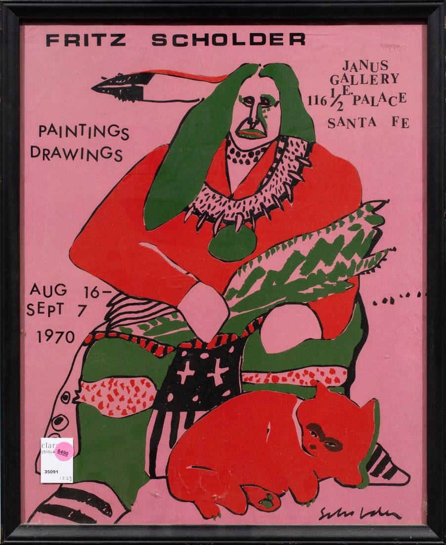 Print, Fritz Scholder: Fritz Scholder (American, 1937-2005), Janus Gallery Santa Fe Exhibition Poster, 1970, serigraph, overall (with frame): 21"h x 17.25"w