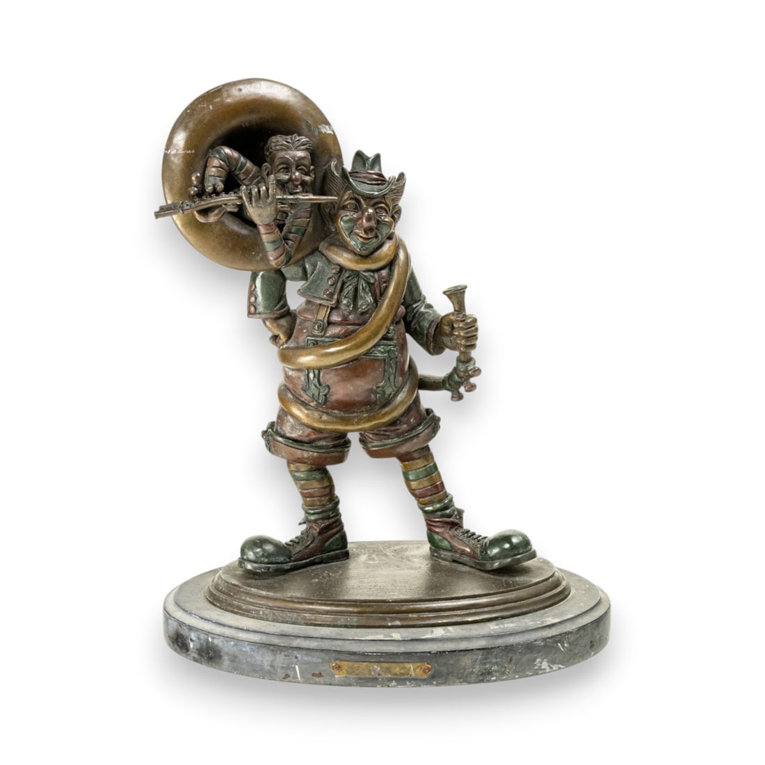 Sculpture, Amilcare Santini: Amilcare Santini (Italian, 1910-1975), Clown Band, bronze sculpture, overall (with base): 15"h x 12.5"h x 8.5"d