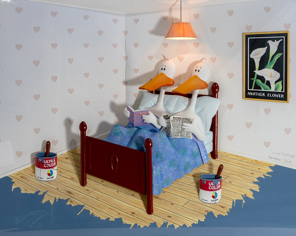 Mixed Media, Michael Bedard: Michael Bedard (Canadian, b. 1949), "Living Together," mixed media shadowbox diorama with electric light component, pencil signed and titled lower right, edition 15/275, overall (with frame): 31"h x 3
