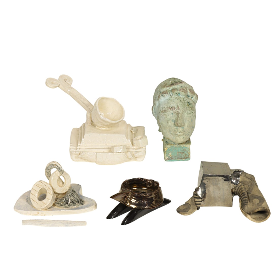 Ceramic Sculptures, American School (20th century): (lot of 5) American School (20th century), Abstract Sculptural Pottery, glazed ceramic objects, each unsigned, overall (for largest): 5.5"h x 7"w x 7"d. Provenance: Property from the Private
