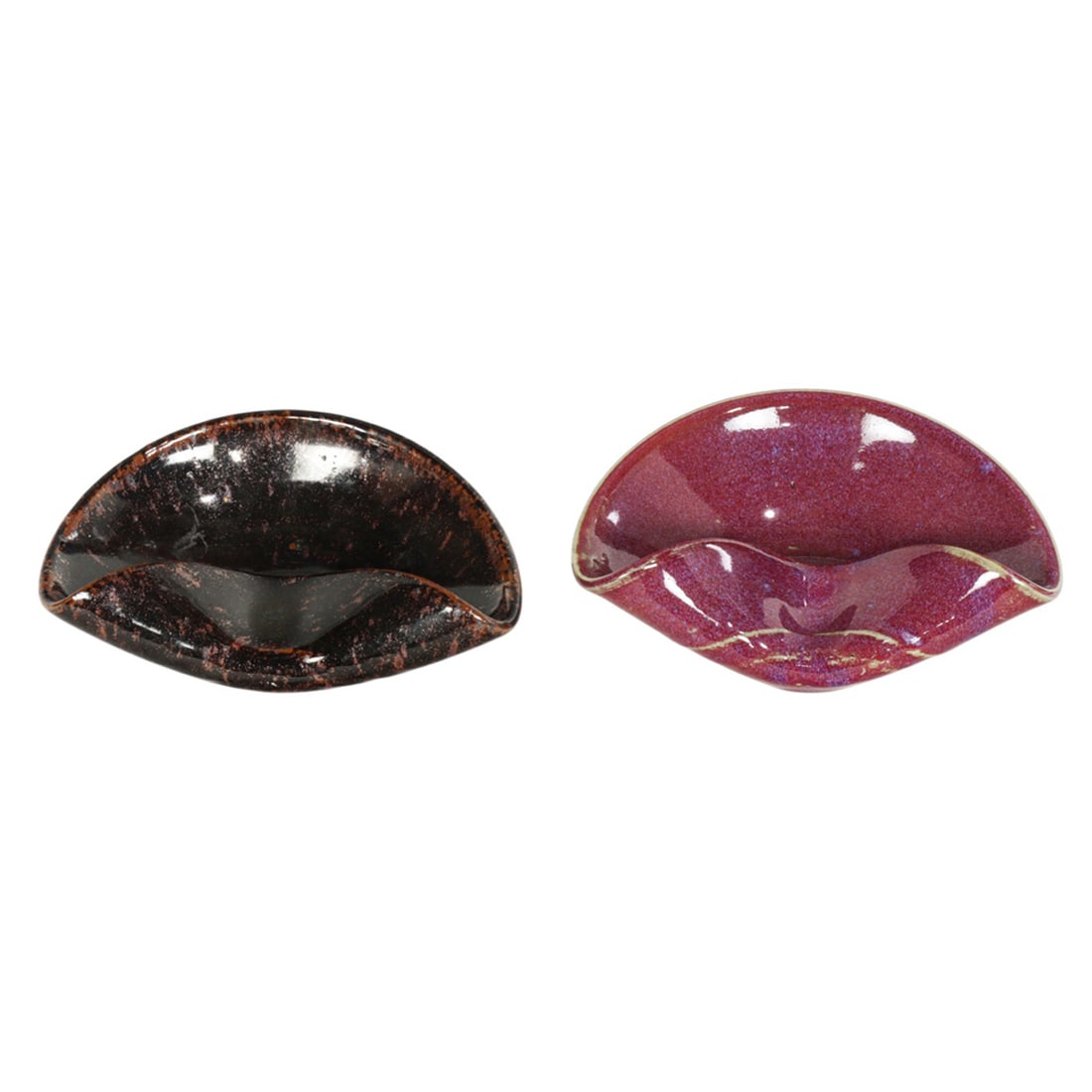 Ceramic Dishes, La Paz: (lot of 2) La Paz (American, 20th century), Folded Plates, ceramic plates with folded edges, each stamped beneath, overall (for each): 1.75"h x 5.75"w x 4"d. Provenance: Property from the Private