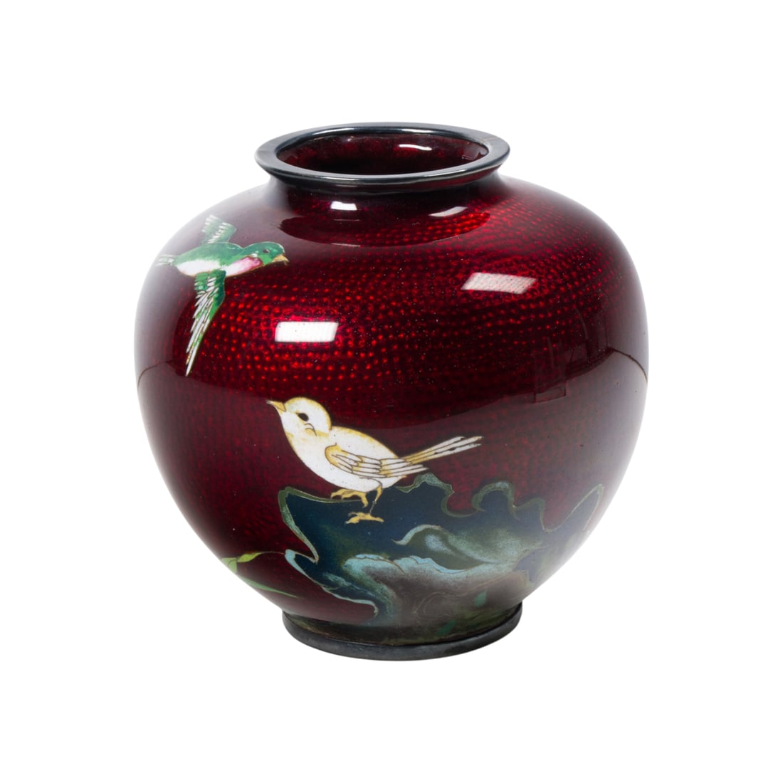A Japanese enamel vase: A Japanese enamel vase. Meiji period, 3.75" high.