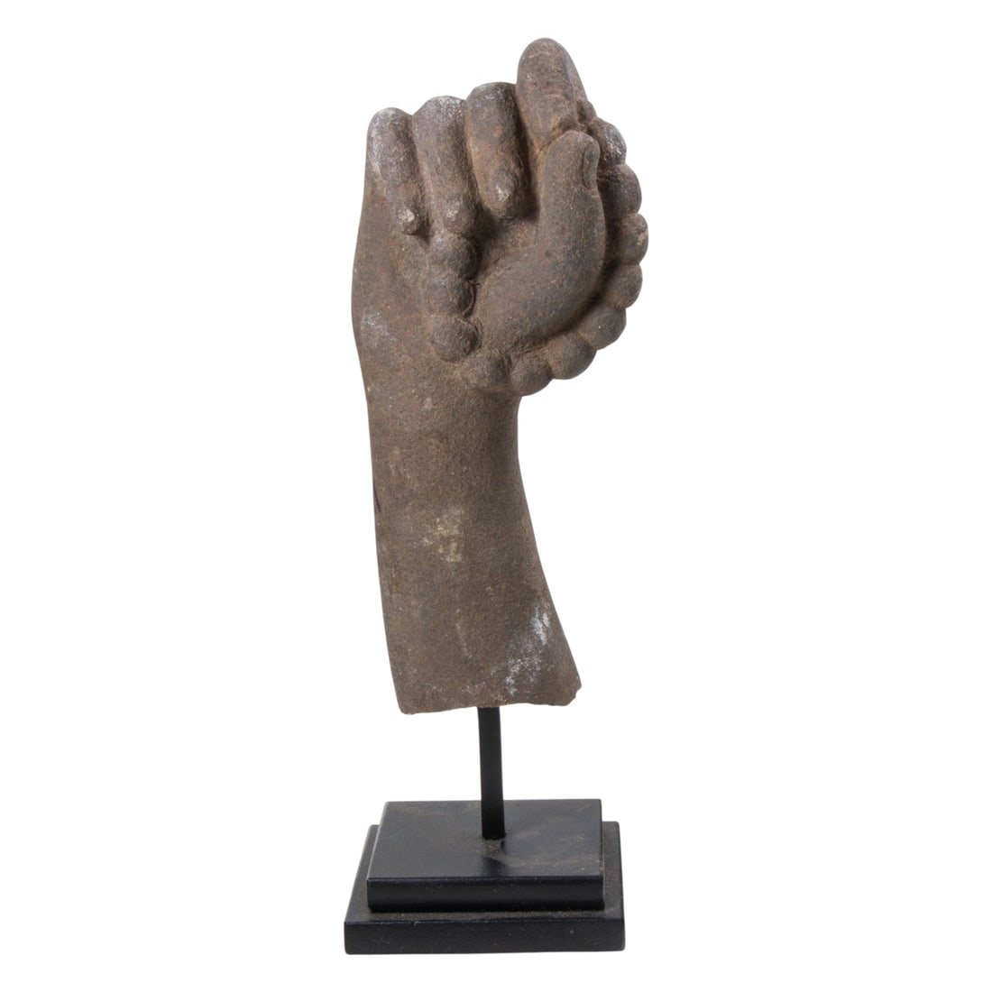A Khmer sandstone hand fragment of a Hindu deity figure