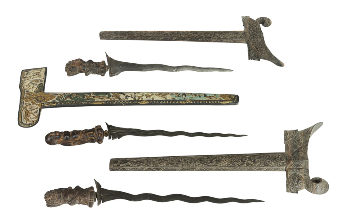 (lot of 3) Indonesian keris daggers