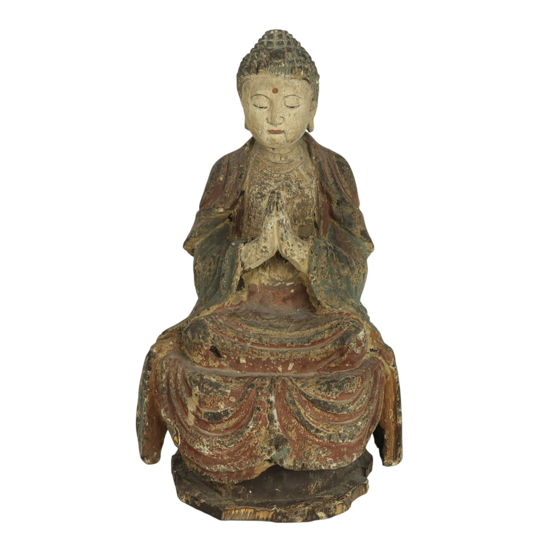 A Chinese polychrome wood carving figure of Buddha (1 of 1)