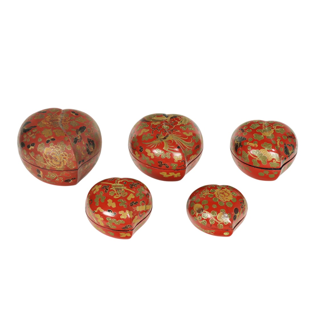 A Chinese red laquered nesting 'peach' covered box (1 of 1)