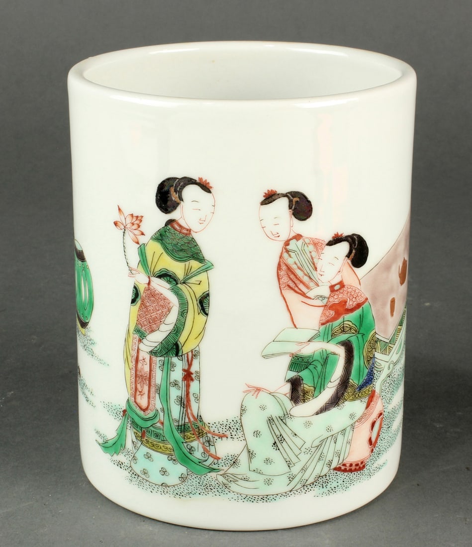 Chinese famille rose brush pot (1 of 2)