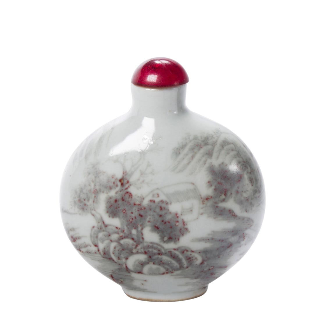 A Chinese copper red 'landscape' snuff bottle