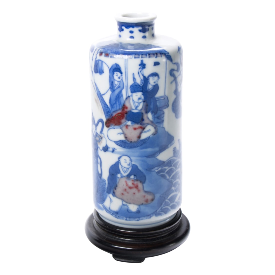 A Chinese blue and white and copper red snuff bottle