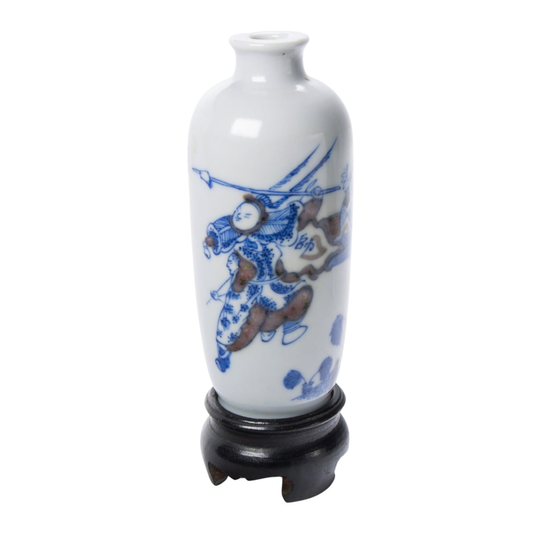 A Chinese blue and white and copper red snuff bottle