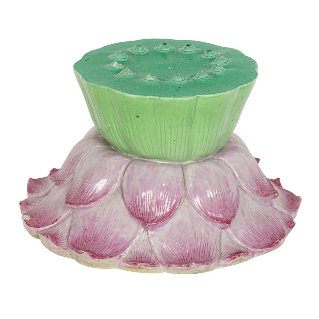 A Chinese famille rose lotus-form stand